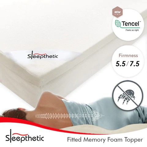 Sleepthetic™ Fitted Memory Foam Topper [5.5 Firmness/7.5 Firmness - 5cm Thickness]
