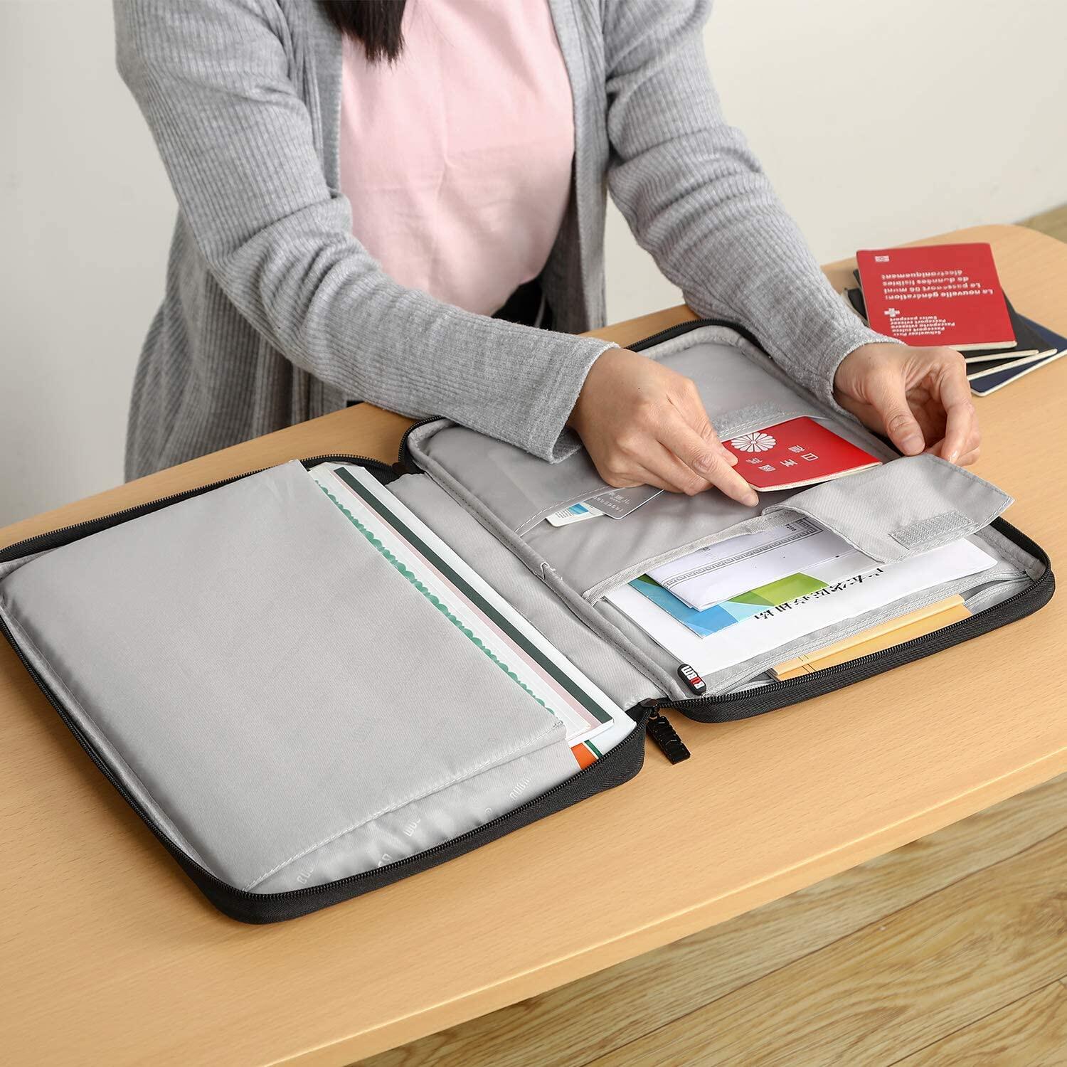 Multi-functional A4 Document Bag , Travel Gear Briefcase Portfolio Organizer Case for Surface Pro,Macbook Air,Macbook, iPads,Phones,Notebooks, Book,Planner